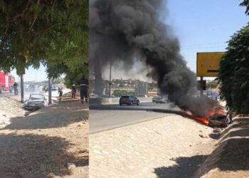 إخماد حريق اندلع في مركبة على طريق المطار في عمّان