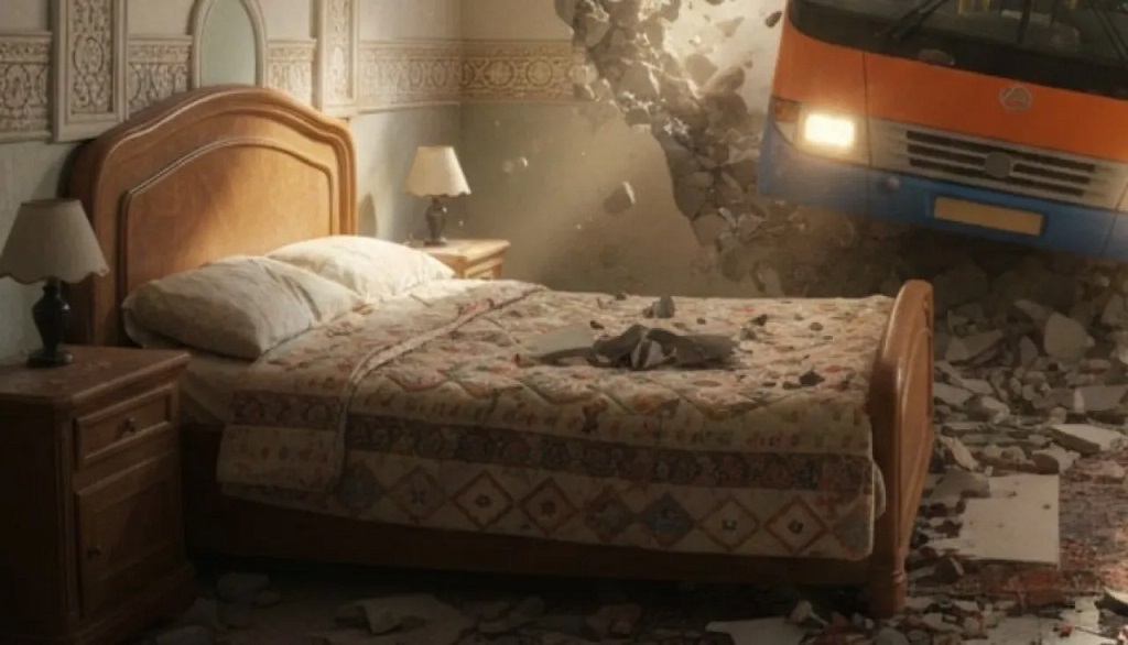 حادث غريب في مصر.. حافلة مدرسية تخترق غرفة نوم