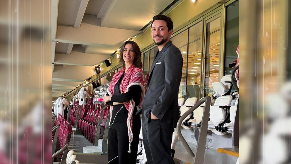 ولي العهد والأميرة رجوة يساندون النشامى في ستاد لوسيل