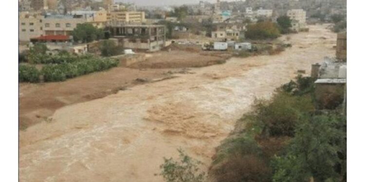 ارتفاع منسوب المياه وجريان قوي لسيل الزرقاء نتيجة الأمطار الغزيرة