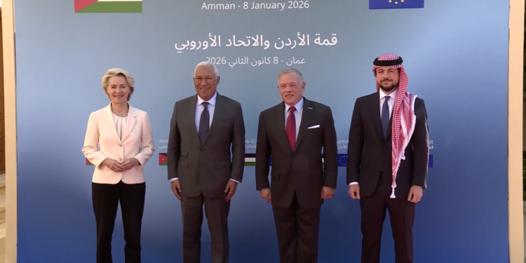 الملك يستقبل كوستا ولاين في قصر الحسينية لعقد القمة الأردنية الأوروبية