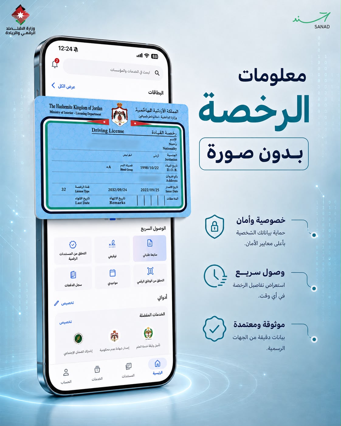 تحديث جديد على تطبيق سند : إزالة الصورة الشخصية من رخصة القيادة الرقمية